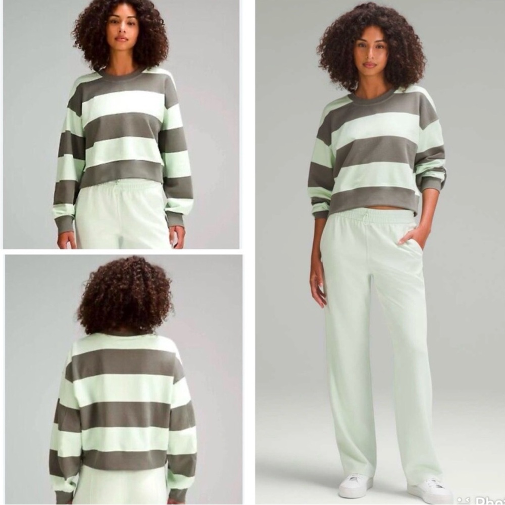 Lululemon NWT Perfectly Oversized Cropped Crew Striped Sweatshirt
